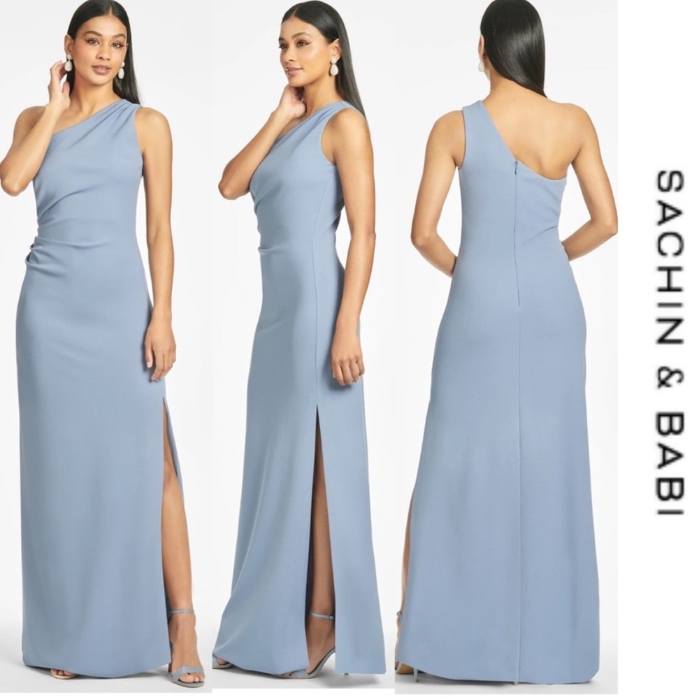 Sachin & Babi - Cece 4-Way Stretch Crepe Gown - Slate Blue Size 10